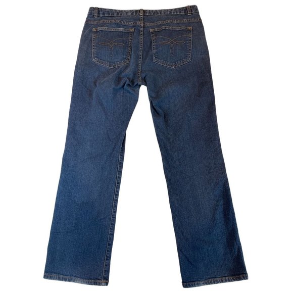 Chaps Denim Women Jeans Straight Leg 99% Cotton Mid Rise Flat Front Blue Size 12 - Picture 2 of 10